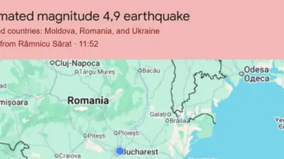 Cutremur puternic în România, resimțit și la București